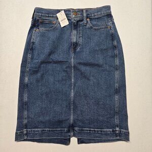 J Crew  The Pencil Skirt  Denim Stretch Blue Jean Size 2P